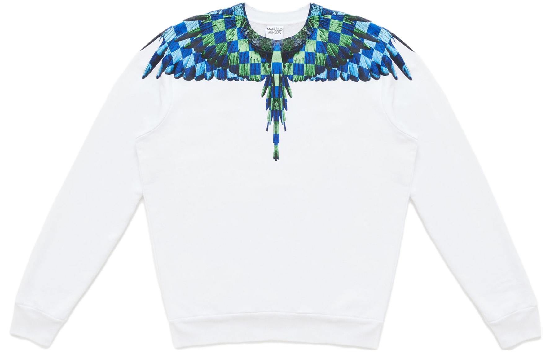 Marcelo Burlon Wing Print Knit Crewneck Sweatshirt White () 19456126432277981000