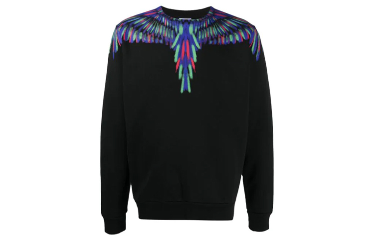 Marcelo Burlon Wings Crewneck Pullover Sweatshirt  Black. CMBA009E20FLE0041050