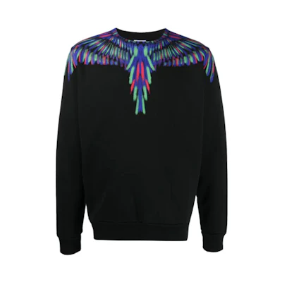 Marcelo Burlon Wings Crewneck Pullover Sweatshirt Black. CMBA009E20FLE0041050