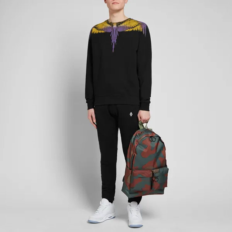 Lookbook Marcelo Burlon 翅膀印花黑色圆领卫衣 CMBA009R196300181060