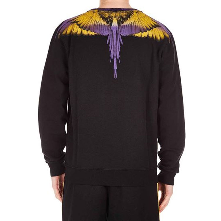 Purchase Marcelo Burlon 翅膀印花黑色圆领卫衣 CMBA009R196300181060