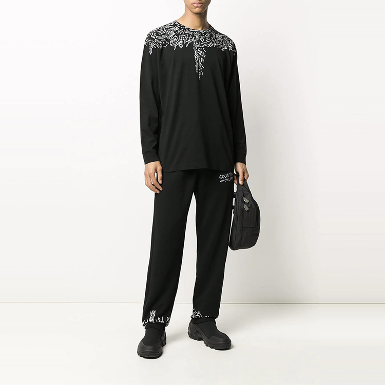 Lookbook Marcelo Burlon Baju Lengan Panjang Grafik Wings Hitam CMAB007E20JER0031001