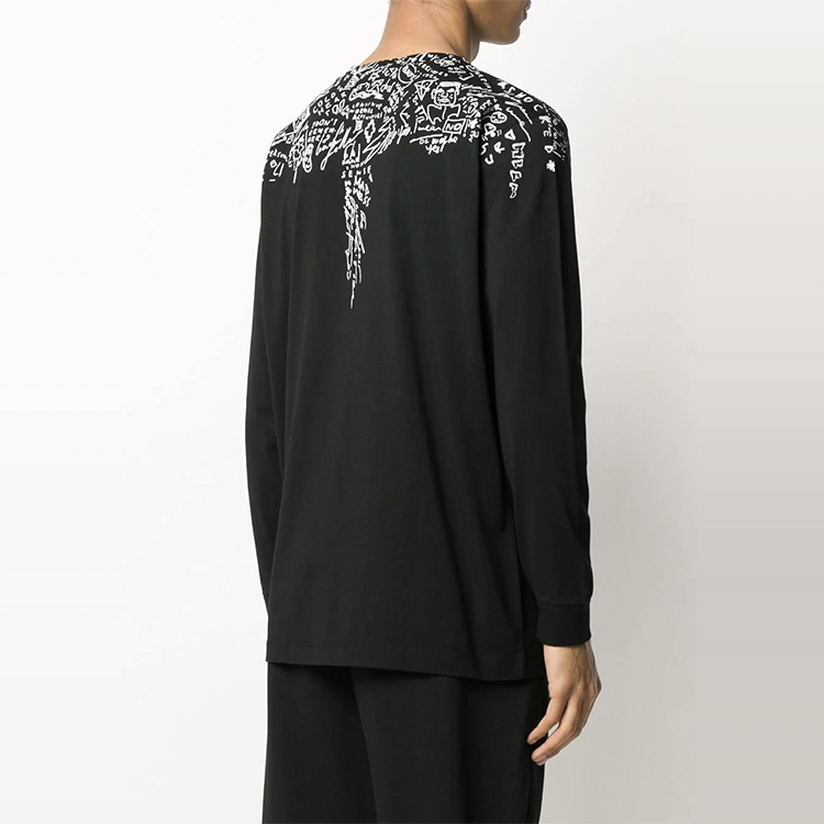 Purchase Marcelo Burlon Baju Lengan Panjang Grafik Wings Hitam CMAB007E20JER0031001