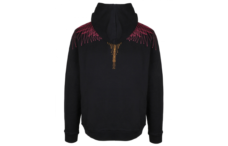 Lookbook Hoodie Lelaki Hitam Dengan Cetakan Sayap Marcelo Burlon. CMBB007S20FLE0031068