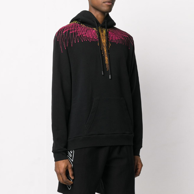 Purchase Hoodie Lelaki Hitam Dengan Cetakan Sayap Marcelo Burlon. CMBB007S20FLE0031068