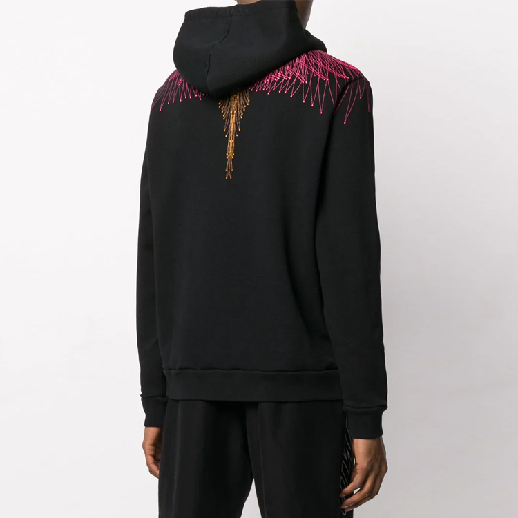 Details for Hoodie Lelaki Hitam Dengan Cetakan Sayap Marcelo Burlon. CMBB007S20FLE0031068