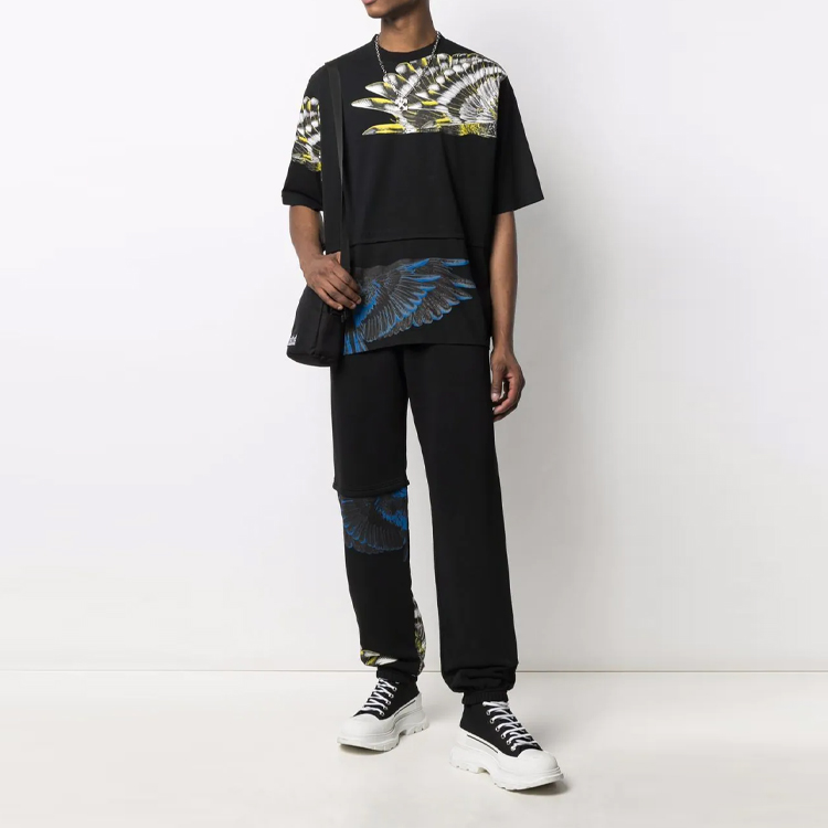 Lookbook Marcelo Burlon 翼紋黑色短袖T恤 男裝 翼印花 SS21 系列 CMAA076S21JER0011009