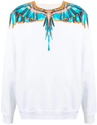 Marcelo Burlon Wings SS21 Sweatshirt Putih Crewneck dengan Cetakan Sayap CMBA009S21FLE0010140 Buy Marcelo Burlon Wings SS21 Sweatshirt Putih Crewneck dengan Cetakan Sayap CMBA009S21FLE0010140