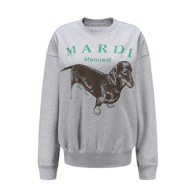 MARDI MERCREDI Dachshund Cartoon Printed Unisex Casual Crewneck Sweatshirt MBB8MSWSR010-1