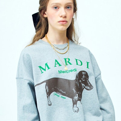 MARDI MERCREDI 臘腸狗卡通圖案男女休閒圓領衛衣 MBB8MSWSR010-1 3