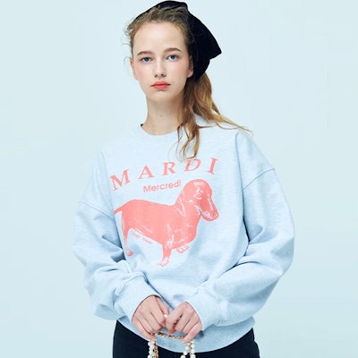 MARDI MERCREDI 臘腸狗卡通圖案男女休閒圓領衛衣 MBB8MSWSR010-1 Shop MARDI MERCREDI 臘腸狗卡通圖案男女休閒圓領衛衣 MBB8MSWSR010-1