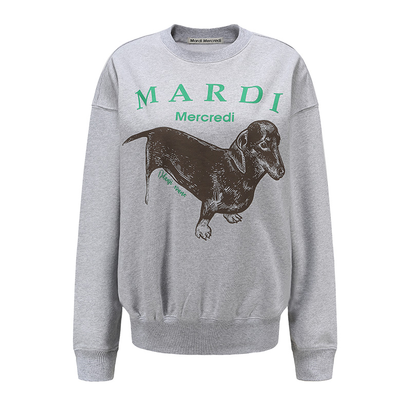 Cheap MARDI MERCREDI 臘腸狗卡通圖案男女休閒圓領衛衣 MBB8MSWSR010-1