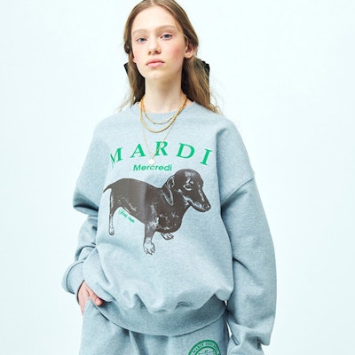 MARDI MERCREDI 臘腸狗卡通圖案男女休閒圓領衛衣 MBB8MSWSR010-1 2