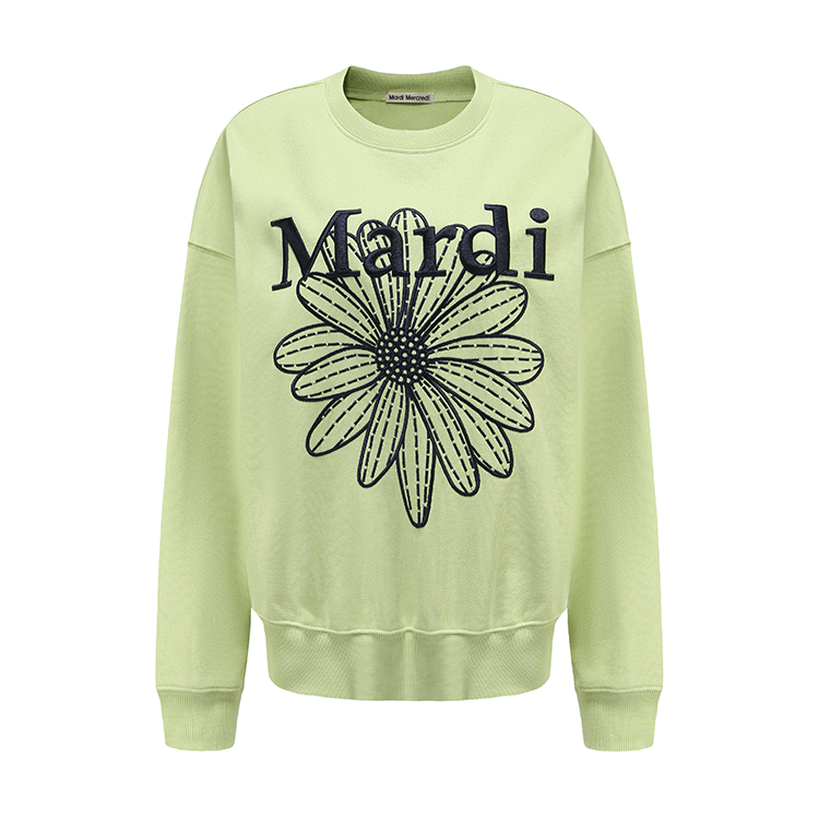 Shop 마르디 메크르디 데이지 자수 루즈핏 유니섹스 크루넥 스웨트셔츠 MBB8MSWSP091