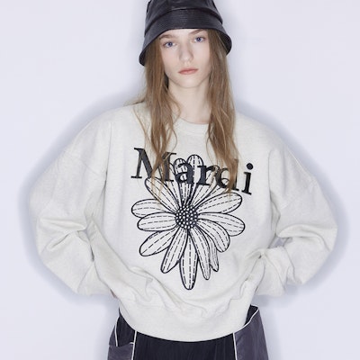 마르디 메크르디 데이지 자수 루즈핏 유니섹스 크루넥 스웨트셔츠 MBB8MSWSP091 2