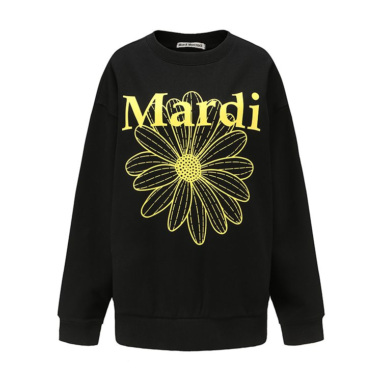 MARDI MERCREDI Daisy Print Unisex Oversized Crewneck Casual Sweatshirt MBB8WSWSR901