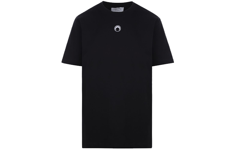 Marine Serre  Black Embroidered Graphic Crewneck T-Shirt. T129ICONMSS22JERCO002800