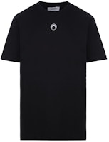 Marine Serre Black Embroidered Graphic Crewneck T-Shirt. T129ICONMSS22JERCO002800 Marine Serre Black Embroidered Graphic Crewneck T-Shirt. T129ICONMSS22JERCO002800