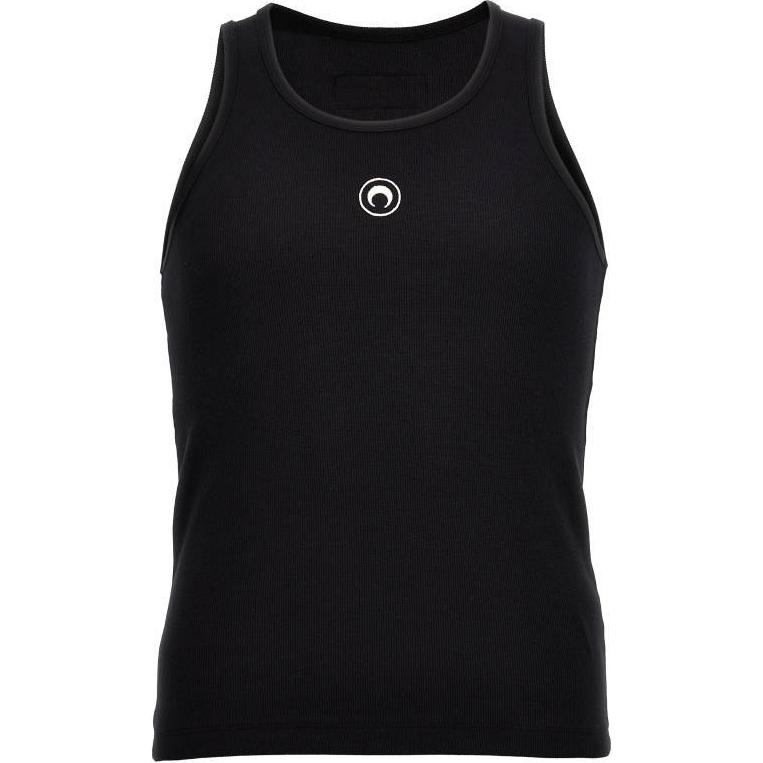 Marine Serre  Black Fitted Sleeveless Tank Top with Logo. MTT081BK99-BLACK