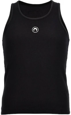 Marine Serre Black Fitted Sleeveless Tank Top with Logo. MTT081BK99-BLACK Buy Marine Serre Black Fitted Sleeveless Tank Top with Logo. MTT081BK99-BLACK