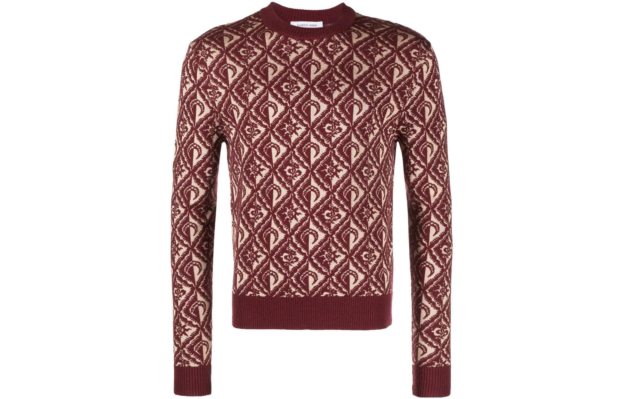 Marine Serre  Red All-Over Print Slim Fit Long Sleeve Sweater MST006CKNI0034BG20