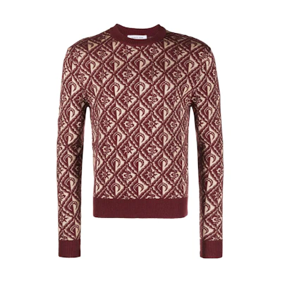 Marine Serre Red All-Over Print Slim Fit Long Sleeve Sweater MST006CKNI0034BG20