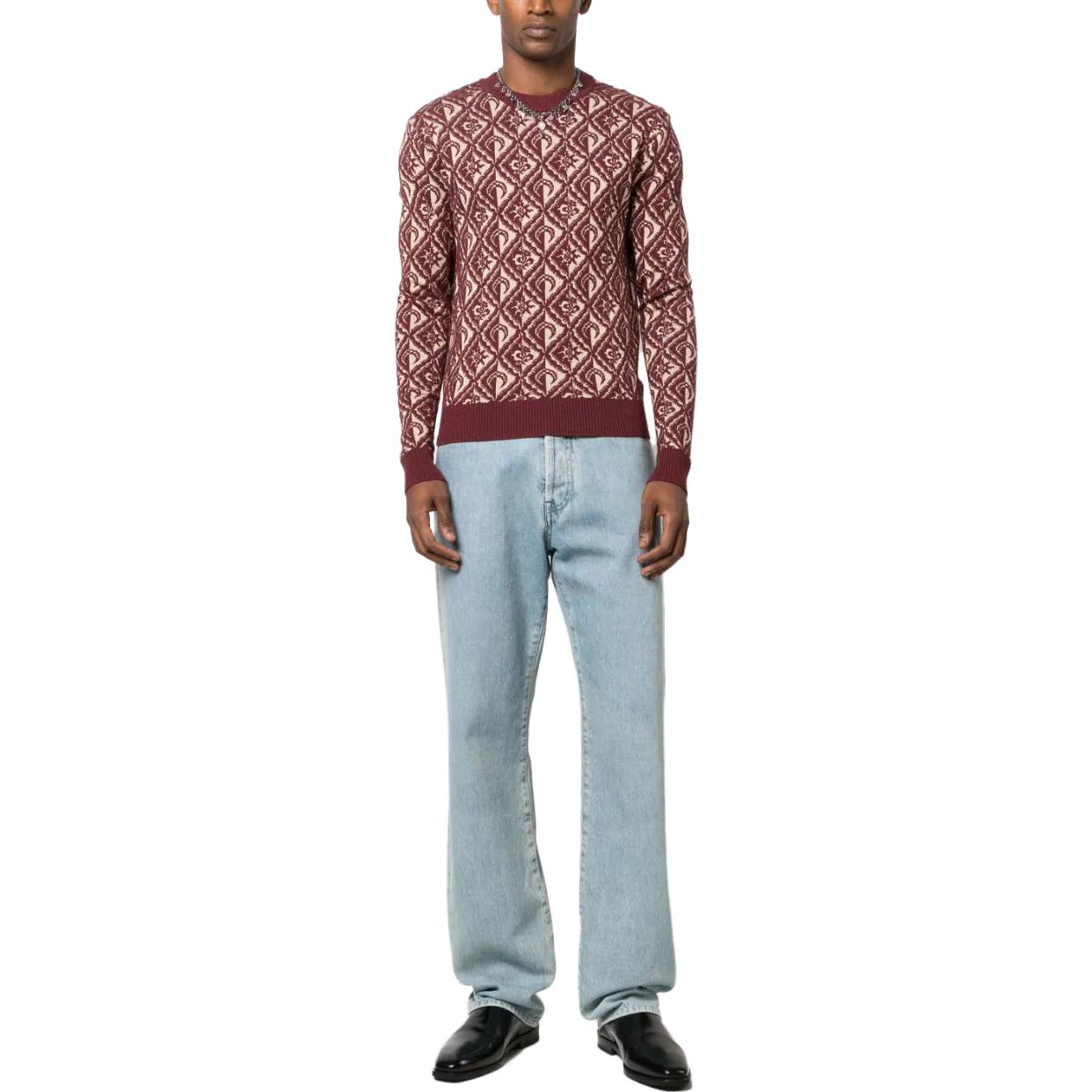 Lookbook Marine Serre Merah Cetakan Penuh Slim Fit Sweater Lengan Panjang MST006CKNI0034BG20