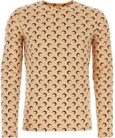 Marine Serre All-Over Print Long-Sleeve Crewneck T-Shirt Khaki Men. MTO116ACJER0001-TA10 Marine Serre All-Over Print Long-Sleeve Crewneck T-Shirt Khaki Men. MTO116ACJER0001-TA10