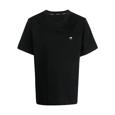 Marine Serre Black Logo Crewneck Short Sleeve T-Shirt . MTO066BK99