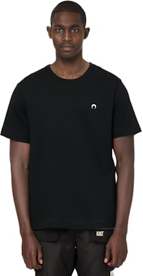 Marine Serre Logo Hitam Kemeja-T Lengan Pendek Crewneck. MTO066BK99 3