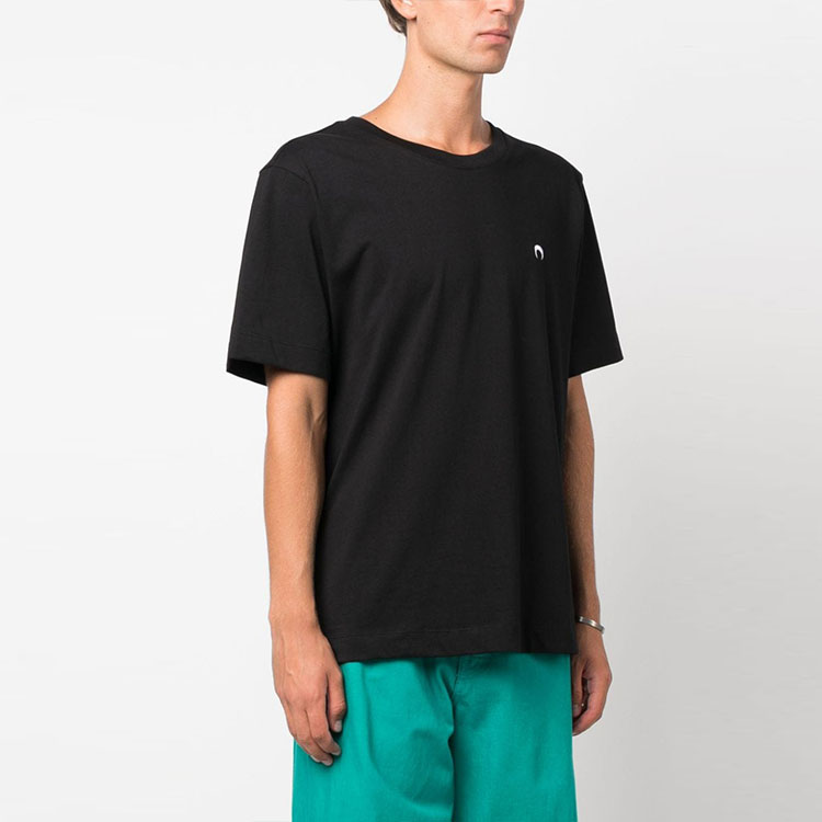 Purchase Marine Serre Logo Hitam Kemeja-T Lengan Pendek Crewneck. MTO066BK99