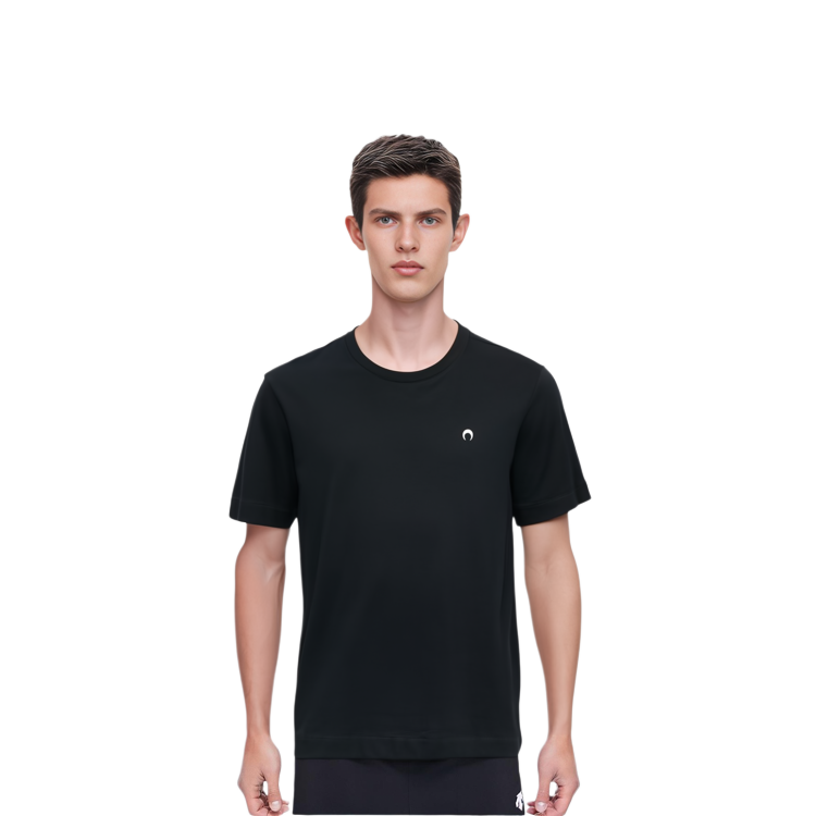 Details for Marine Serre Logo Hitam Kemeja-T Lengan Pendek Crewneck. MTO066BK99