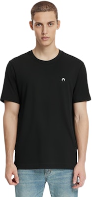 Marine Serre Logo Hitam Kemeja-T Lengan Pendek Crewneck. MTO066BK99 2