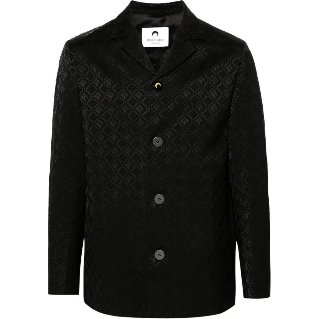 Marine Serre Black Moon Jacquard Single-Breasted Long-Sleeve Jacket Black Men MJA045CWOV0024BK99