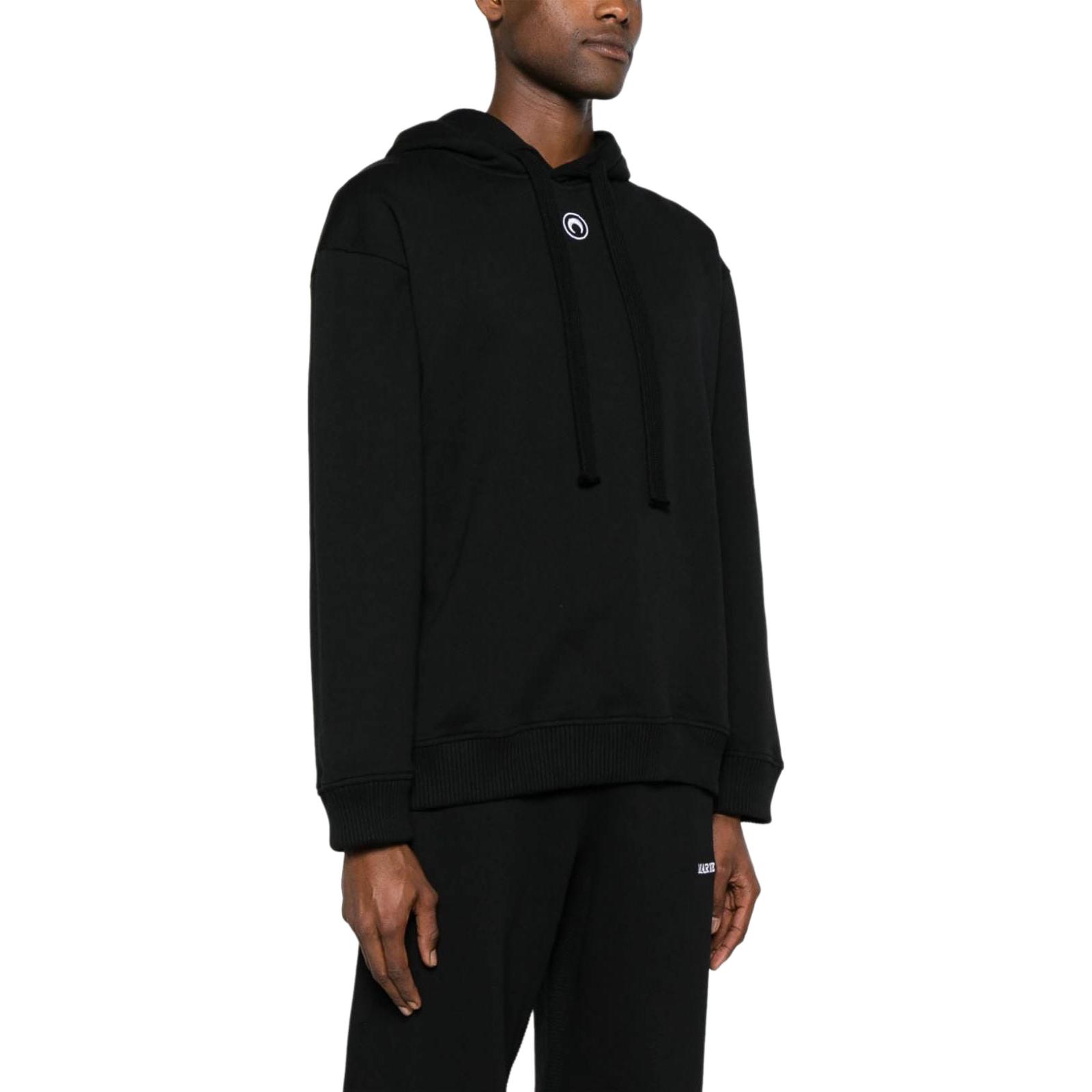 Shop Marine Serre 黑色印花連帽衫 寬鬆版型 UST015CJER0013BK99