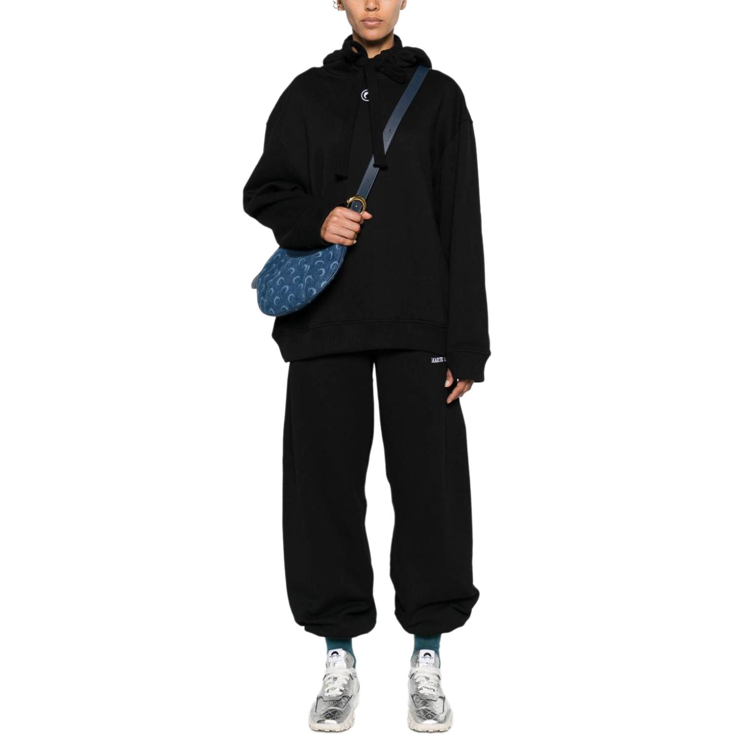 Purchase Marine Serre 黑色印花連帽衫 寬鬆版型 UST015CJER0013BK99