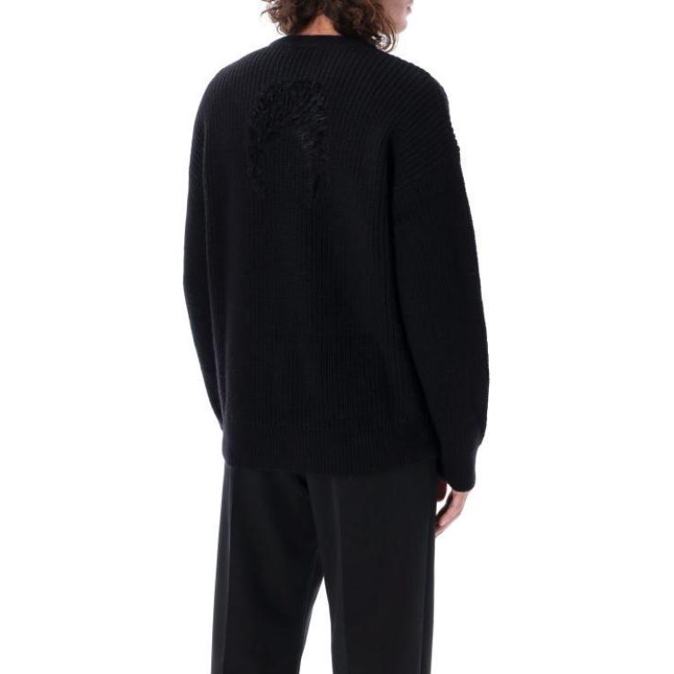 Lookbook Marine Serre 黑色纯色圆领宽松毛衣 AMST012CKNI0036-BK99