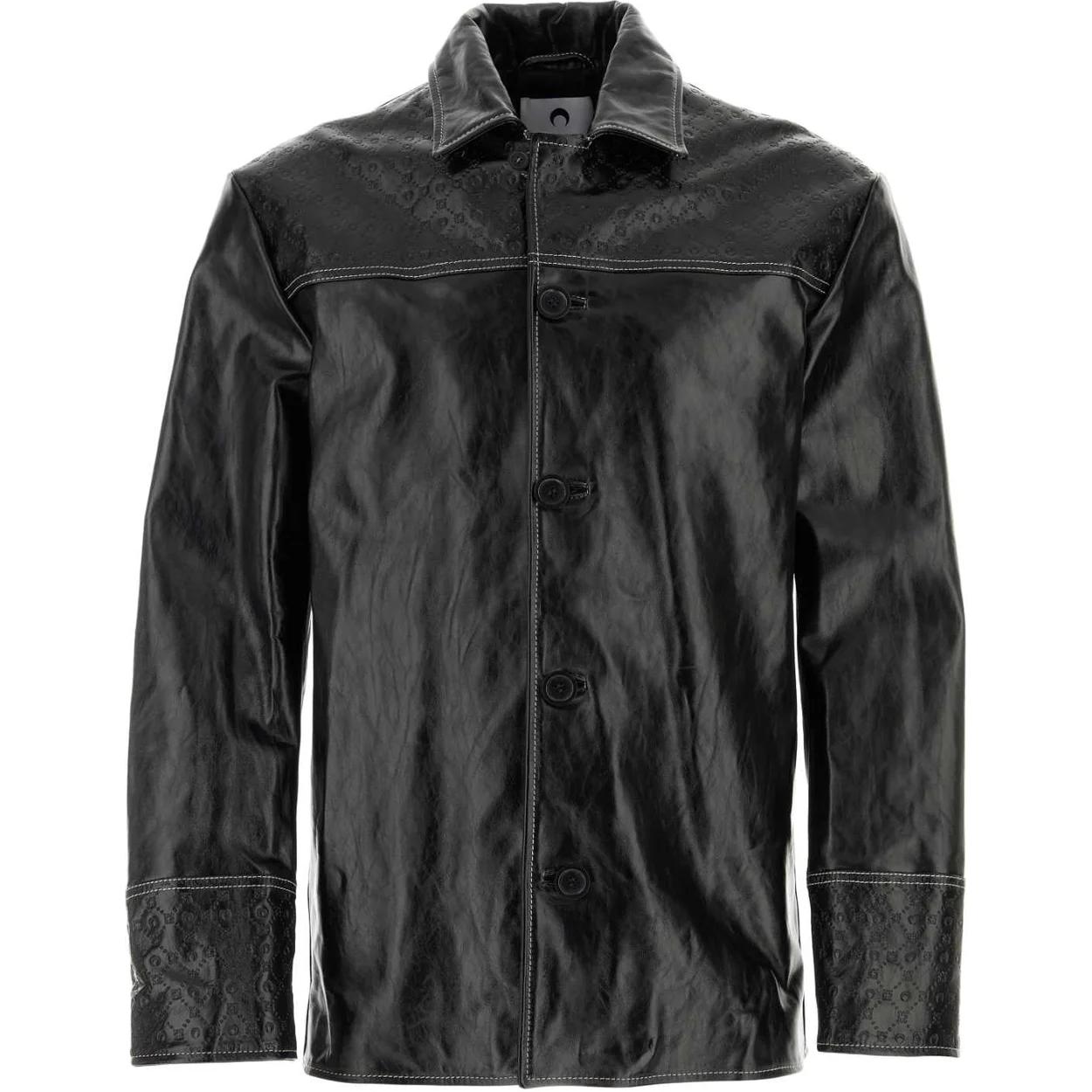 Marine Serre Black Solid Color Single-Breasted Long Sleeve Jacket MJA023CLEA0004BK99