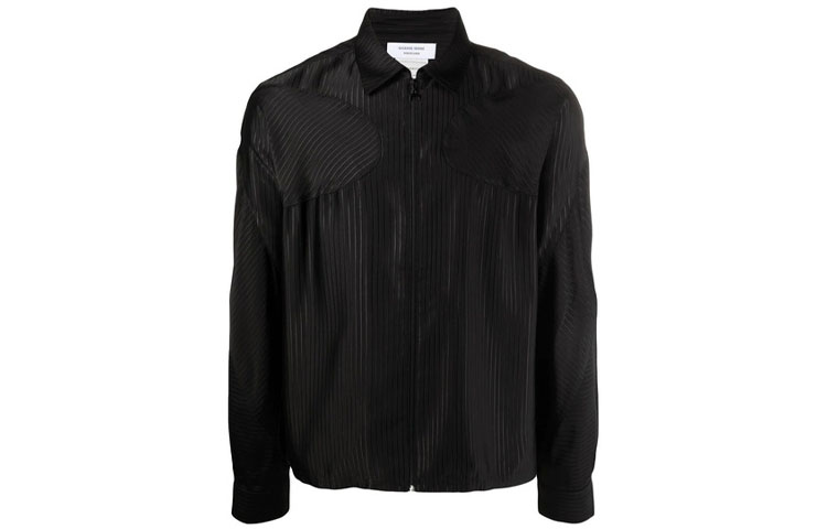 Marine Serre Black Zip-Up Printed Relaxed Collar Jacket T134FW22X-BLACK