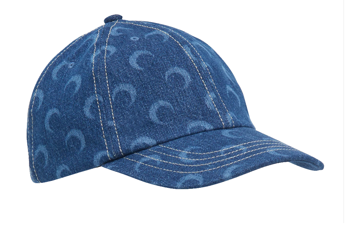 Marine Serre Blue Printed Cotton Cap Unisex Couples Style UHG001DDEN0001BLT50