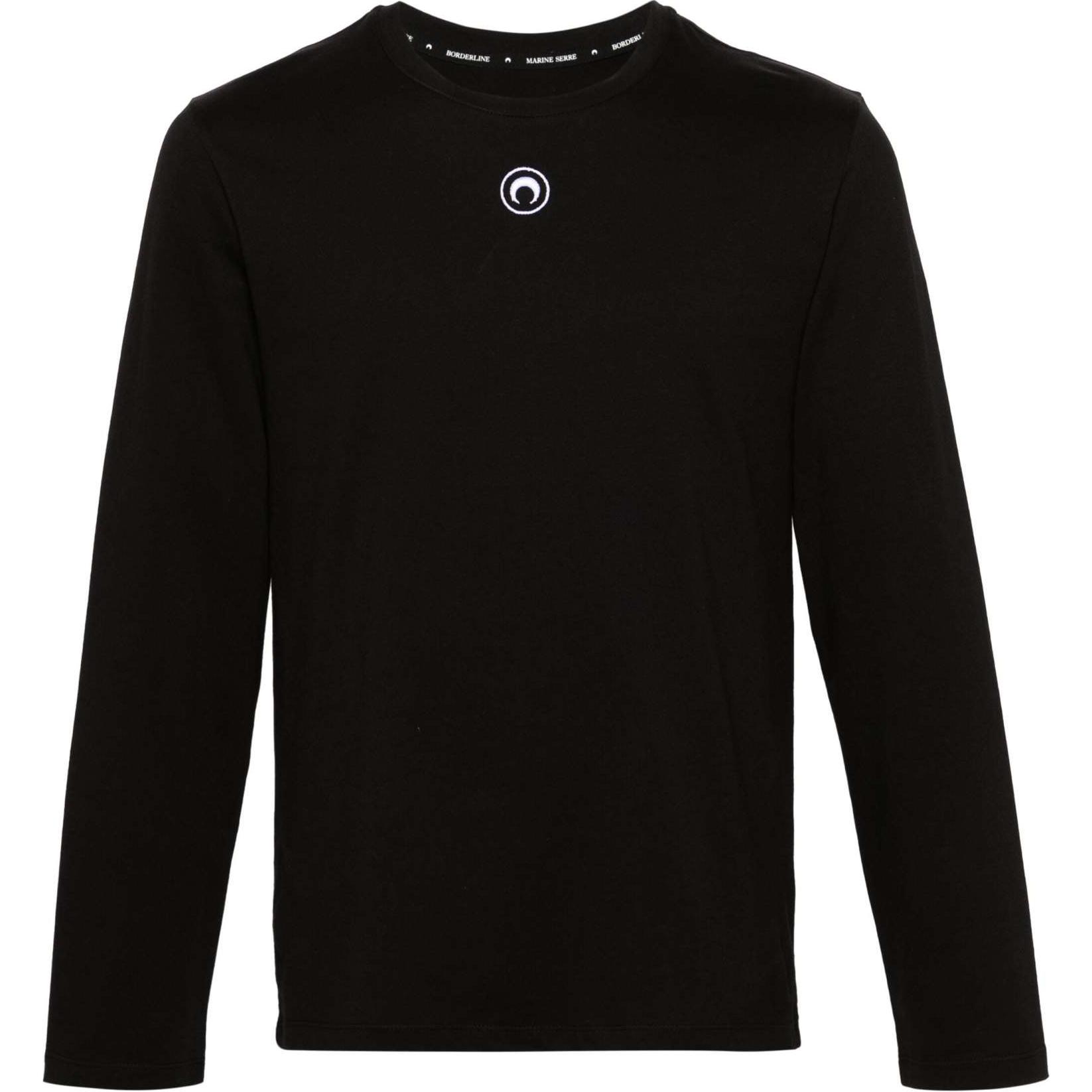 Marine Serre Embroidered Pattern Crewneck Long Sleeve Sweatshirt Men Black MTT076CJER0009-BLACK