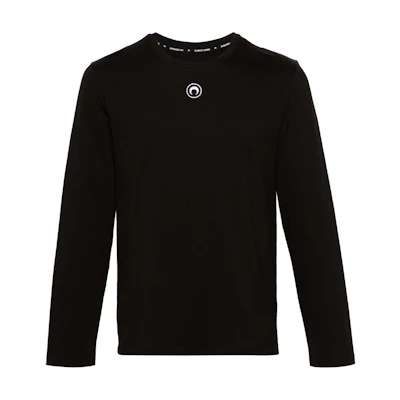 Marine Serre Embroidered Pattern Crewneck Long Sleeve Sweatshirt Men Black MTT076CJER0009-BLACK