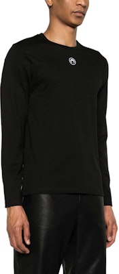 Marine Serre 男款刺繡圖案長袖圓領黑色衛衣 MTT076CJER0009-BLACK Purchase Marine Serre 男款刺繡圖案長袖圓領黑色衛衣 MTT076CJER0009-BLACK