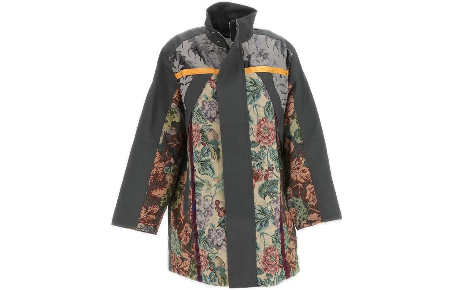 Marine Serre Floral Full-Zip Long-Sleeve Jacket Multicolor MCO021DWOV0010-MU00
