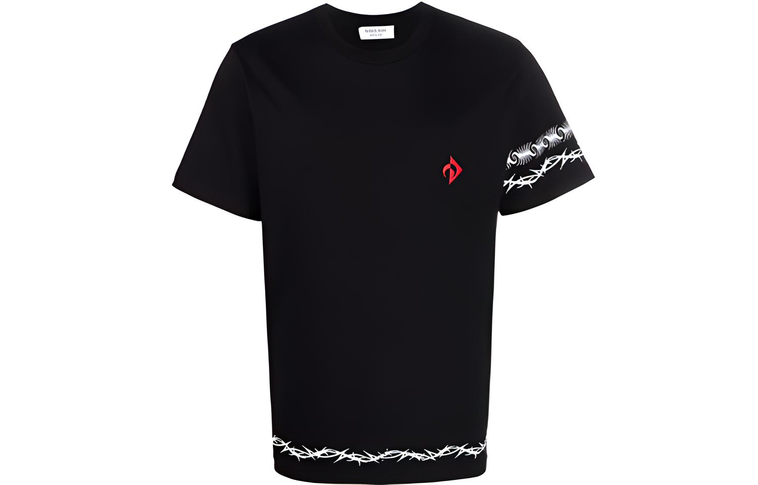 Marine Serre FW21 Abstract Logo Print Black Short Sleeve T-Shirt Men T129FW21MJERCO002800