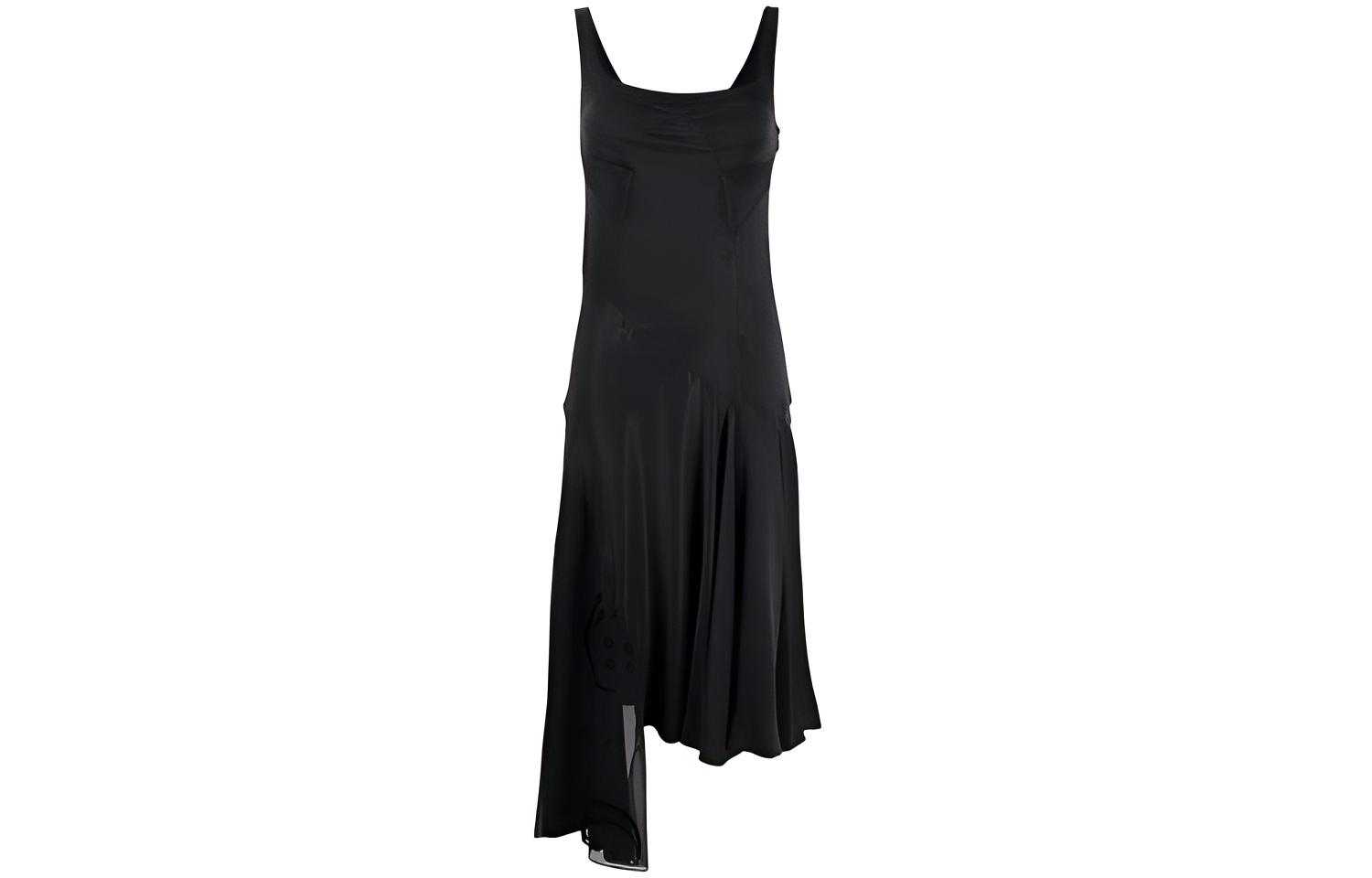 Marine Serre FW21 Asymmetric Sleeveless Dress Black D002FW20WCU0001BLACK