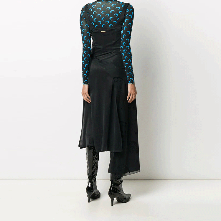 Shop Marine Serre FW21 不對稱無袖連身裙 黑色 D002FW20WCU0001BLACK