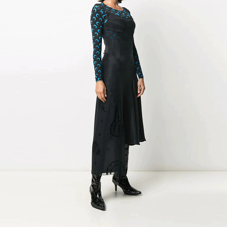 Purchase Marine Serre FW21 不對稱無袖連身裙 黑色 D002FW20WCU0001BLACK