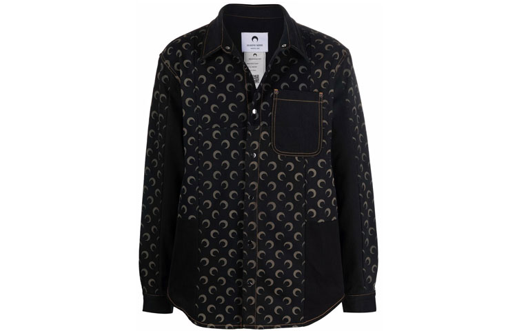 Marine Serre FW21 Moon Print Jacket for Men in Black J069FW21MUCO000400