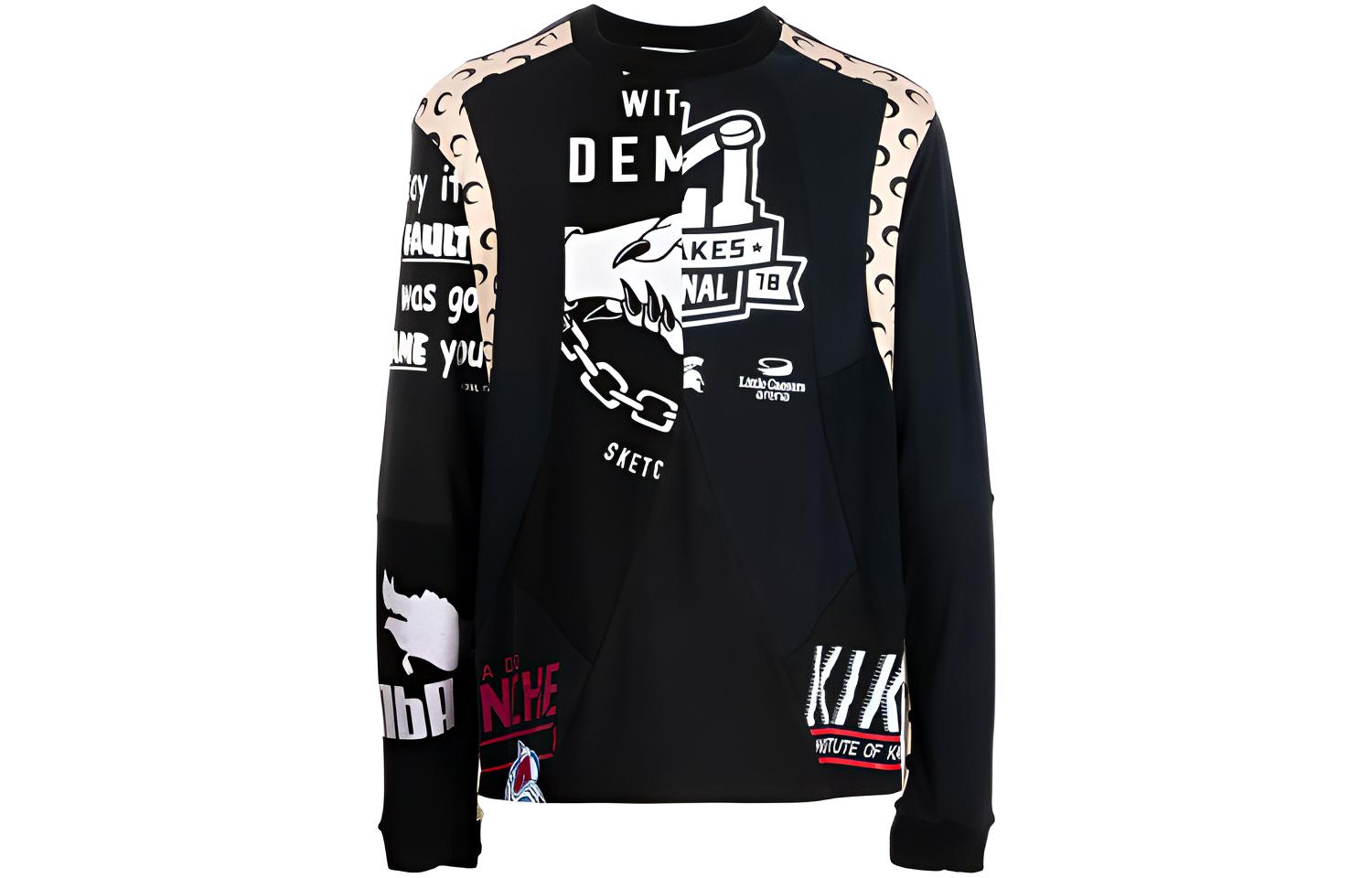 Marine Serre FW21 Patterned Loose Fit Long Sleeve Sweatshirt Black T183FW21MUB00